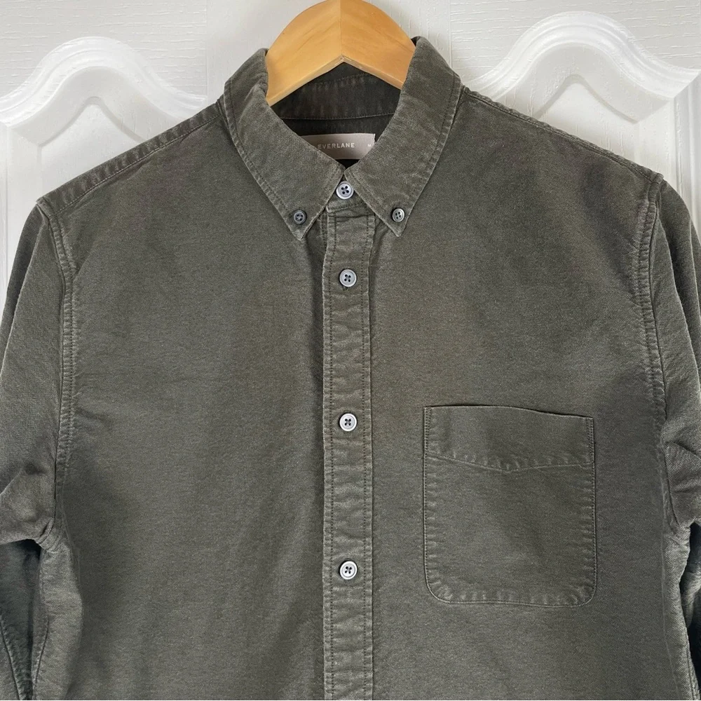 Everlane Oxford Poplin Button Up Long Sleeve Shirt Men’s M Green Classic Cotton - Picture 3 of 13